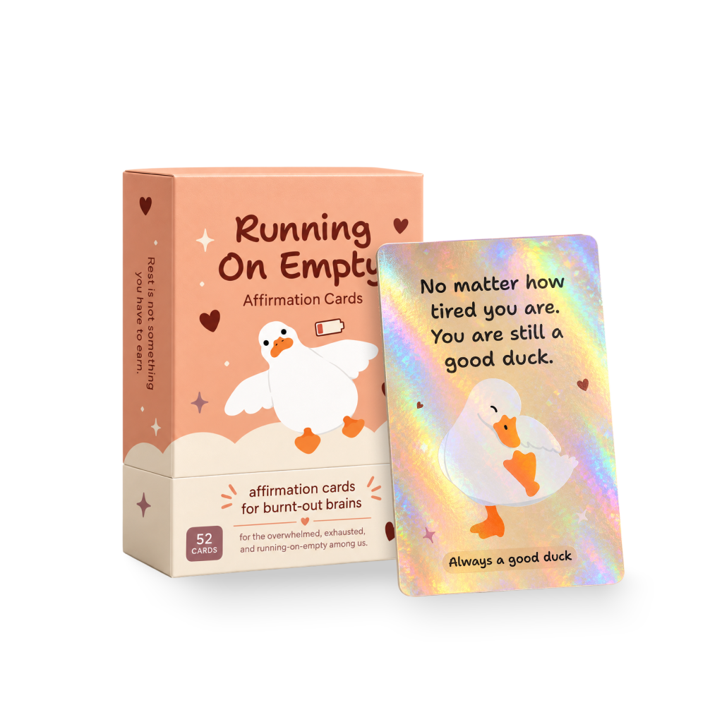 PRE-ORDER Running On Empty - Affirmation Cards for Burnt-Out Brains | 52 Cards + Limited Edition Holographic